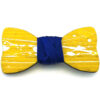 papillon legno Gigetto farfallino schizzi vernice giallo bianco