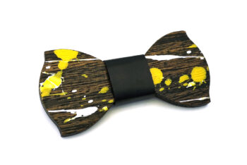 papillon legno Gigetto farfallino action painting giallo nero bianco