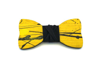 papillon legno Gigetto farfallino action painting giallo nero