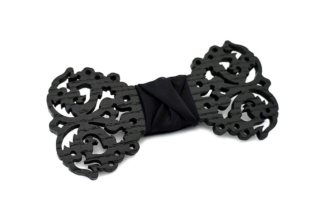 papillon legno Gigetto farfallino barocco nero raso