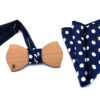 papillon legno Gigetto farfallino ciliegio blu pois bianco raso fazzoletto taschino