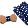 papillon legno Gigetto farfallino ciliegio blu pois bianco raso fazzoletto taschino