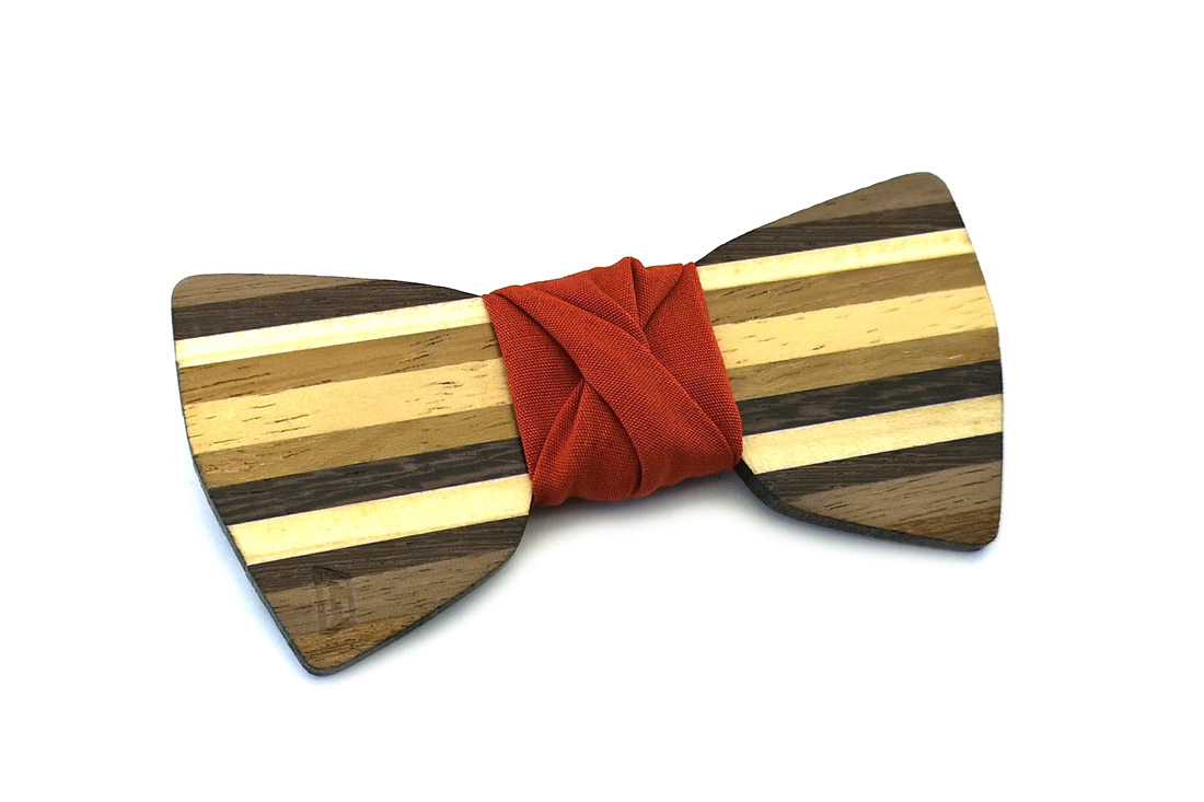 papillon legno Gigetto farfallino dandy ruggine cotone