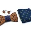 papillon legno Gigetto farfallino mogano ancore raso gemelli fazzoletto