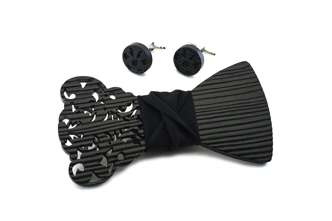 papillon legno gemelli Gigetto farfallino nero barocco elegante cerimonia