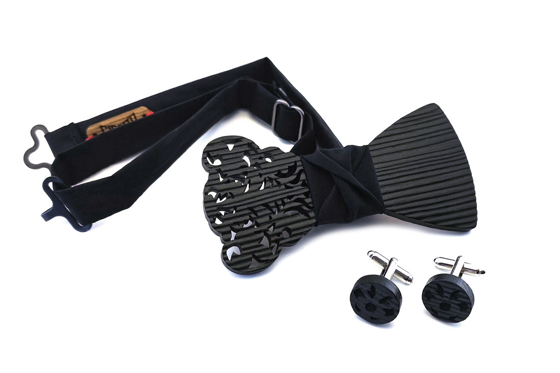 papillon legno gemelli Gigetto farfallino nero barocco