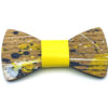 papillon legno Gigetto farfallino schizzi colore giallo bianco blu