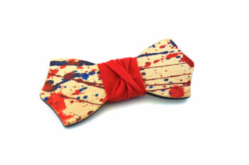 papillon legno Gigetto farfallino schizzi colore rosso blu