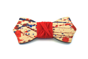 papillon legno Gigetto farfallino schizzi colore rosso blu