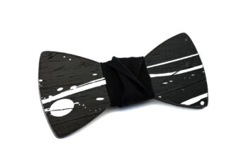 papillon legno Gigetto farfallino action painting nero bianco