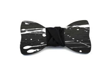 papillon legno Gigetto farfallino action painting nero bianco