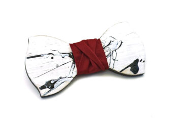 papillon legno Gigetto farfallino action painting nero bianco rosso