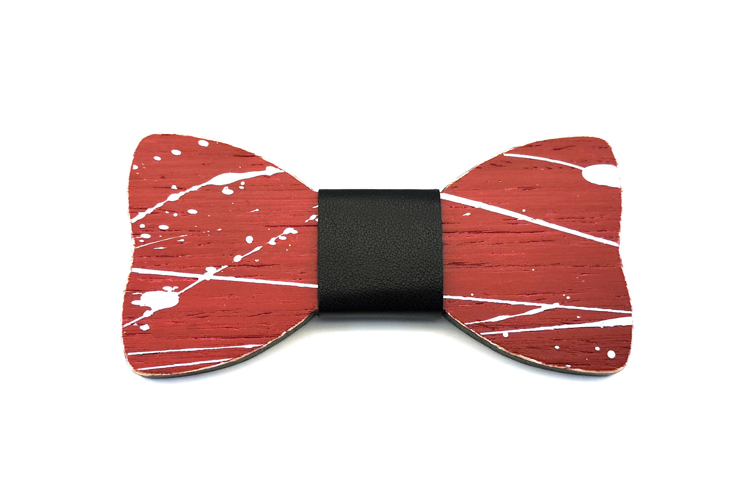 papillon legno Gigetto farfallino schizzi vernice rosso bianco