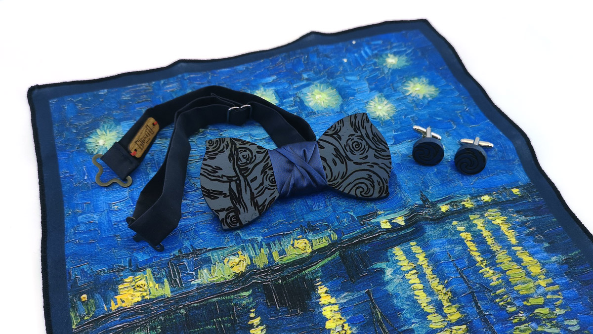 papillon legno Gigetto farfallino van gogh fazzoletto gemelli