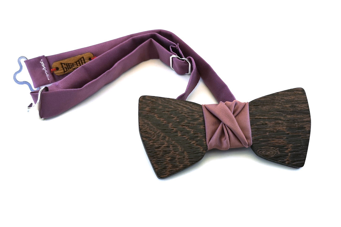papillon legno Gigetto farfallino wenge spazzolato raso glicine
