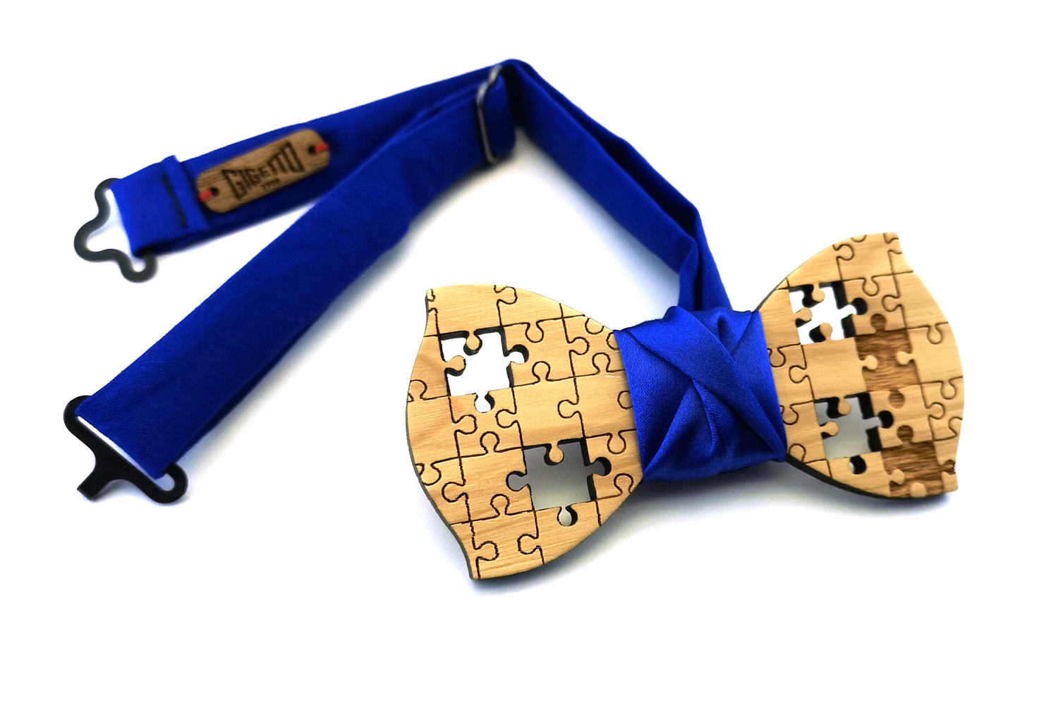 papillon legno Gigetto puzzle abete blu elettrico