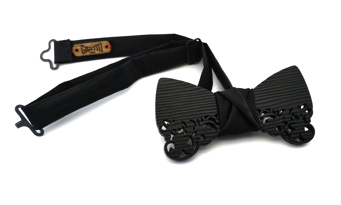 papillon legno barocco nero Gigetto cotone