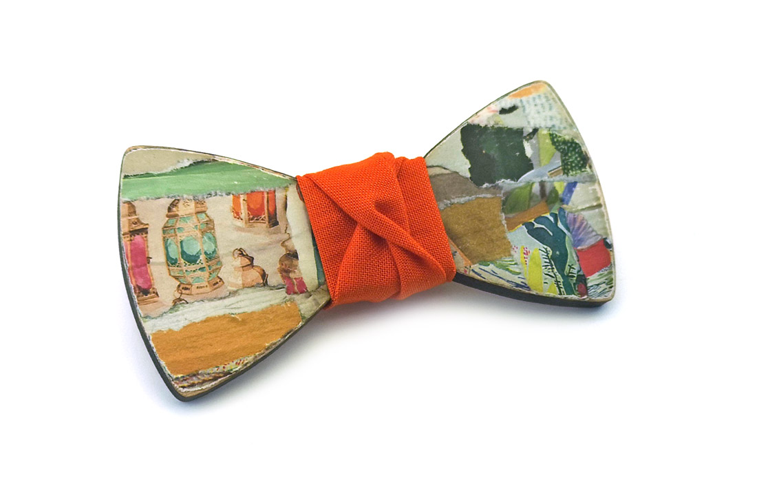 papillon legno collage Gigetto artistico arancione
