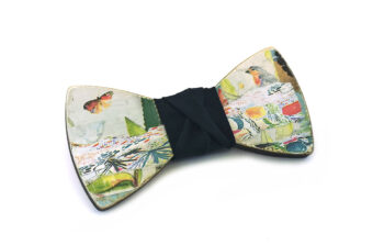 papillon legno collage Gigetto artistico nero fiori