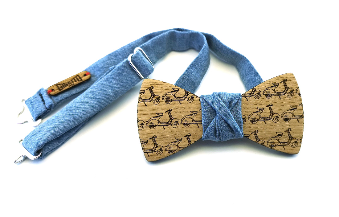 papillon legno vespette Gigetto jeans