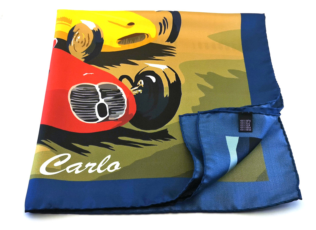 bandana seta blu rosso giallo montecarlo auto corse racing vintage Gigetto