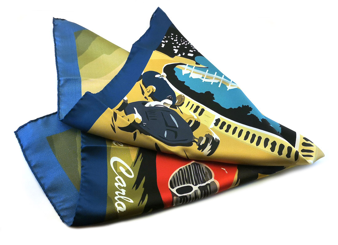 bandana seta blu rosso giallo montecarlo auto corse racing vintage Gigetto