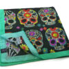 bandana-seta-verde-acqua-skull-teschi-messicani-mexico-fantasia-fiori-Gigetto