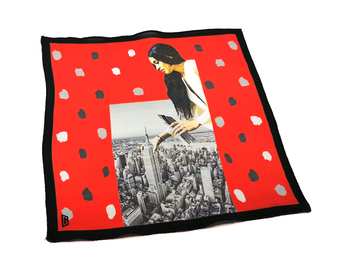 fazzoletto taschino pochette Gigetto Lorenzo Brambilla città rosso pois