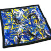 fazzoletto taschino pochette Gigetto action painting blu giallo schizzi vernice