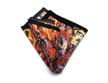 fazzoletto taschino pochette Gigetto action painting rosso giallo schizzi vernice