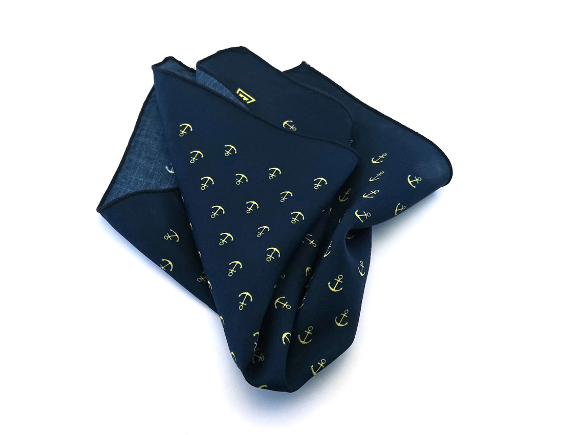 fazzoletto taschino pochette Gigetto ancore blu giallo