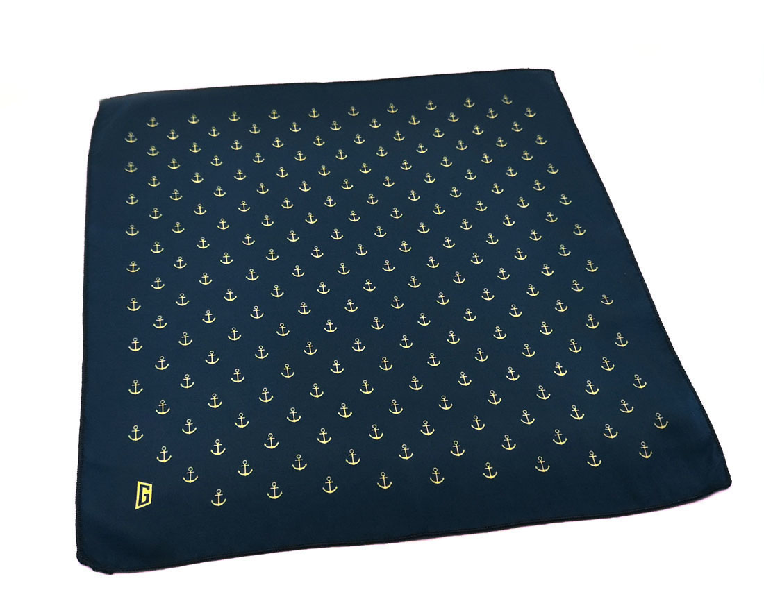 fazzoletto taschino pochette Gigetto ancore blu giallo