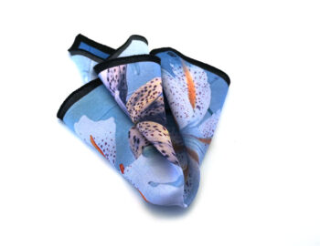 fazzoletto taschino pochette Gigetto fiori giglio bianco blu