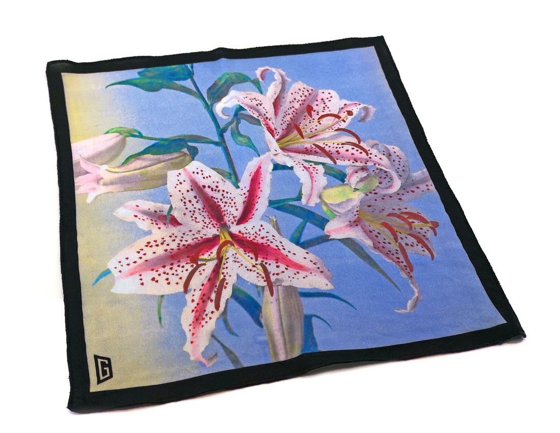 fazzoletto taschino pochette Gigetto fiori giglio bianco rosso