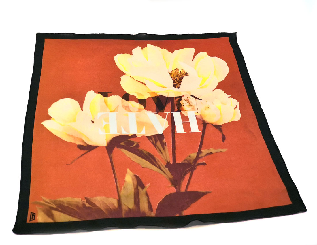 fazzoletto taschino pochette Gigetto japan love hate peonie rosso