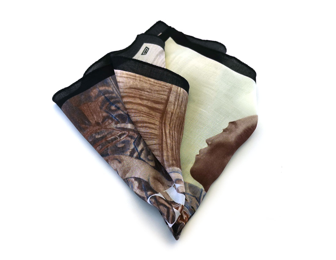 fazzoletto taschino pochette Gigetto samurai war peace giallo tatuaggio giapponese