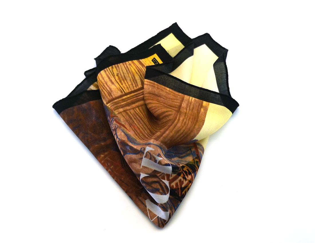 fazzoletto taschino pochette Gigetto samurai war peace giallo tatuaggio giapponese