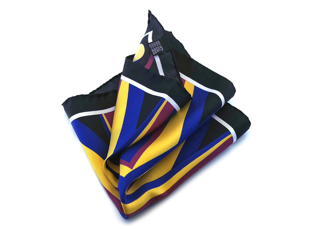 fazzoletto-taschino-seta-pochette-geometrico-giallo-blu-rosso-Gigetto