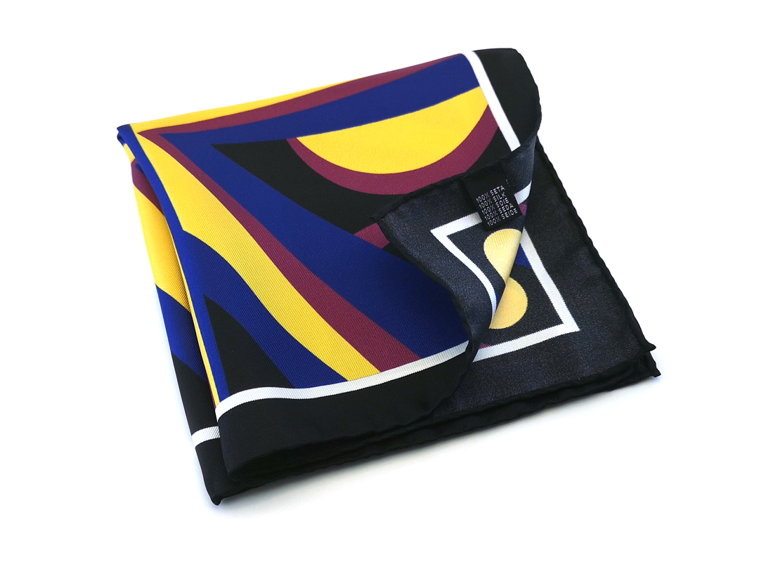 fazzoletto-taschino-seta-pochette-geometrico-giallo-blu-rosso-Gigetto