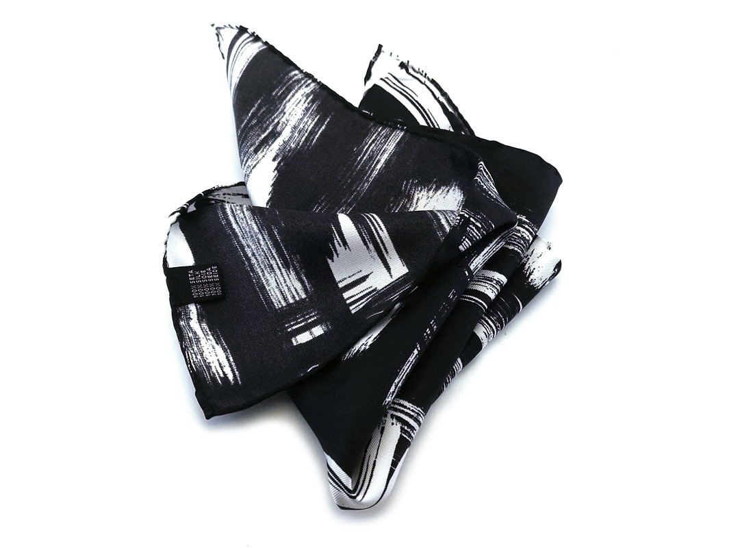 fazzoletto taschino seta pochette pennellate bianco nero painting arte Gigetto