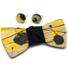 papillon legno gigetto action painting gemelli giallo nero cotone nero schizzi