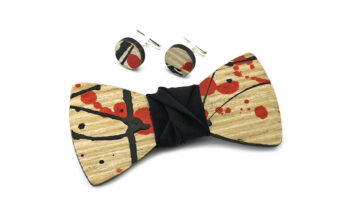 papillon legno gigetto action painting rosso nero cotone nero schizzi