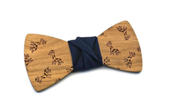 Papillon in legno, giraffe, nodo blu notte