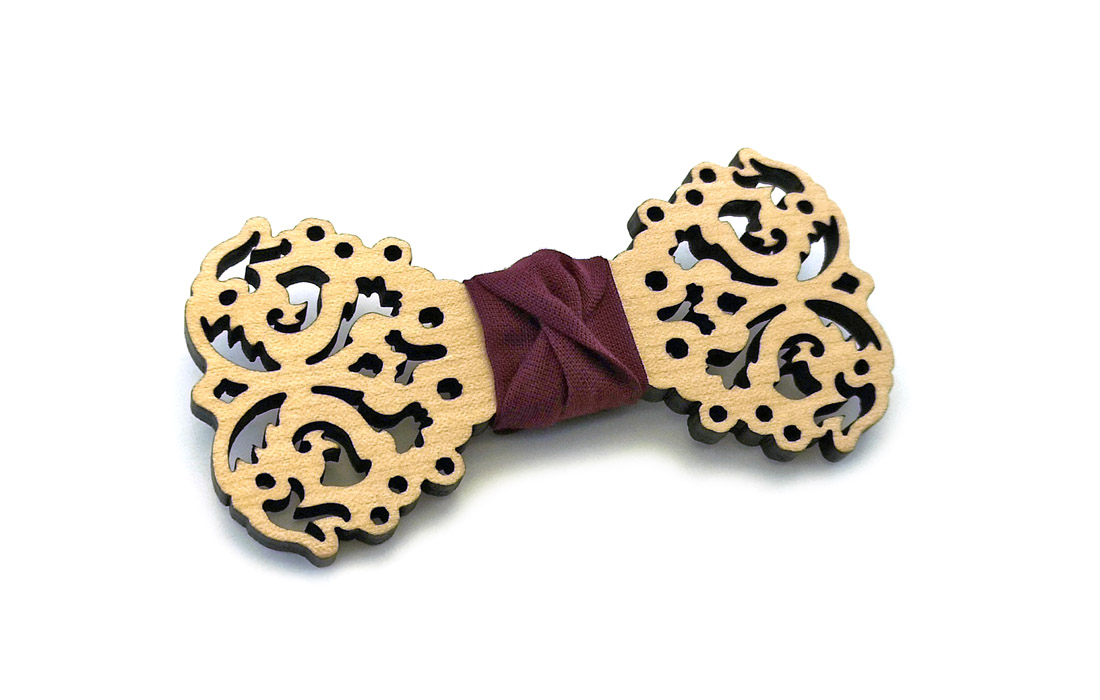 papillon legno chiaro traforato barocco viola Gigetto