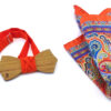 papillon legno fazzoletto taschino seta arancione Gigetto