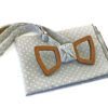 papillon legno mogano bucato fazzoletto taschino beige pois bianchi
