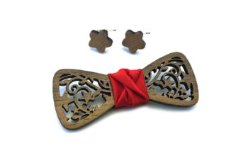 papillon legno noce traforato stella gemelli raso ross Gigetto