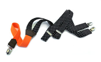 bretelle stoffa artigianali nero pois bianco arancione gigetto