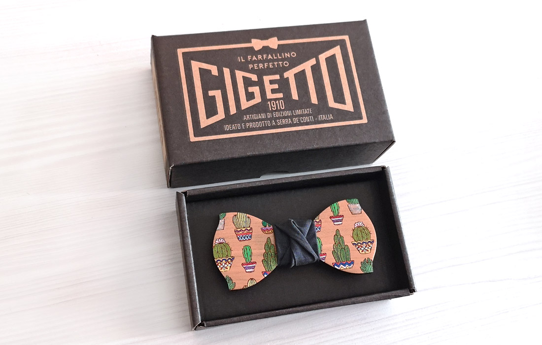 papillon cactus legno dipinto a mano gigetto