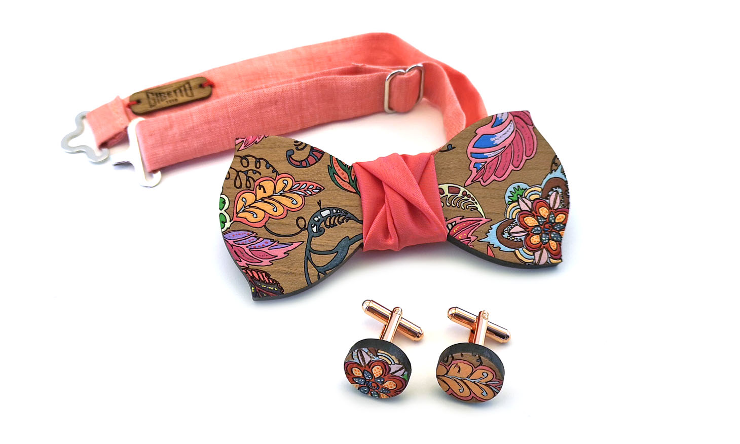 papillon dipinto a mano legno gemelli fiori gigetto